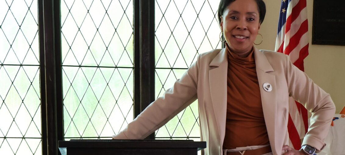 Sonya stands at the pulpit in Putnum Presbyterian Church in Ohio.